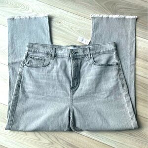 LOFT Gray Straight Crop Denim Jeans